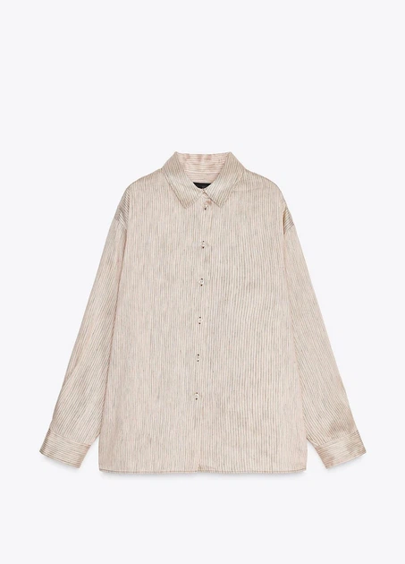 Сорочка Zara 12656 Бежевий з коричневим XL (3310) - изображение 2