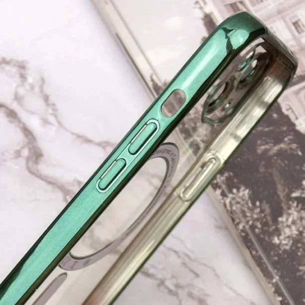 Чохол TPU Metallic Full Camera з MagSafe для iPhone 13 Pro Max захисний зелений із посиленими кутами - зображення 6