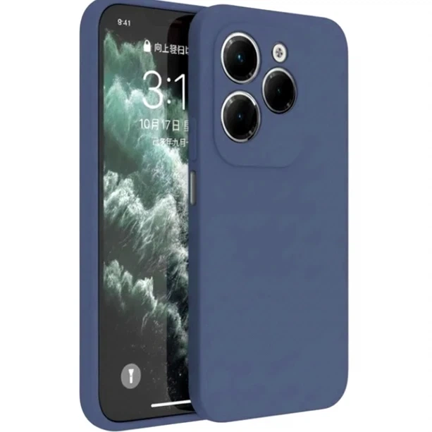 Чехол силиконовый Full Camera для Tecno Spark 20 Pro KJ6 с микрофиброй внутри защитный темно-синий - изображение 9