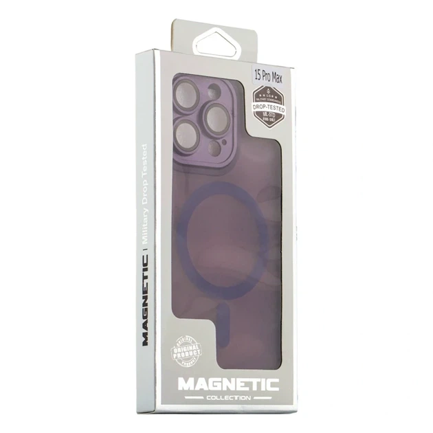 Чехол TPU PC Magnetic Matte для iPhone 13 Pro Max с MagSafe защита камеры темно-фиолетовый - зображення 2