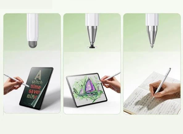 Универсальный стилус Lenovo Thinkplus BP28 3 в 1 для сенсорных экранов совместим с IOS, Android, Windows, 3 наконечника, пассивный - изображение 2
