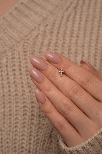 Сережка для хеліксу з червоного золота Хрестик (з40102) - зображення 7