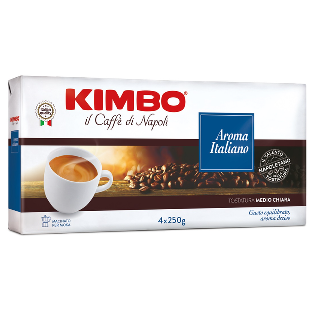 Кофе молотый Kimbo Aroma Italiano (4*250г), 1 кг - Фото 1 Кофе молотый Kimbo Aroma Italiano (4*250г), 1 кг - изображение 1