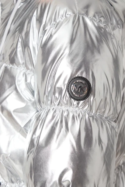 Жіноча срібляста куртка HOODED HIGH SHINE DOWN JACKET Michael Kors S 77B6594M42 - зображення 3