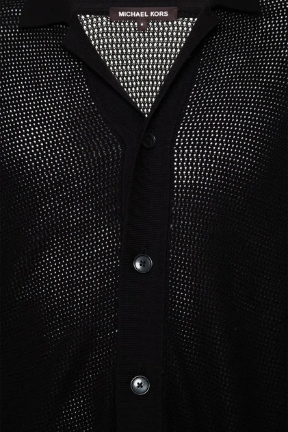 Чоловіча чорна сорочка CAMP COLLAR MESH SHIRT Michael Kors L CS560FPFE5 - Фото 5 Чоловіча чорна сорочка CAMP COLLAR MESH SHIRT Michael Kors L CS560FPFE5 - зображення 5