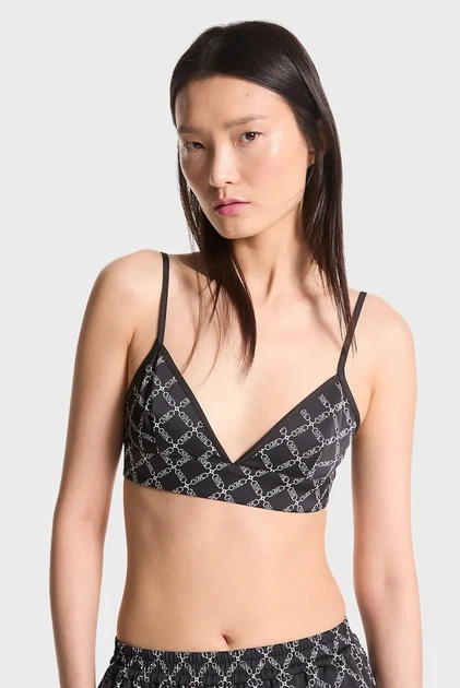 Чорний жіночий топ з візерунком EMPIRE LOGO TOP TRUE CROP Michael Kors 10 MS440G0E74 - Фото 1 Чорний жіночий топ з візерунком EMPIRE LOGO TOP TRUE CROP Michael Kors 10 MS440G0E74 - зображення 1