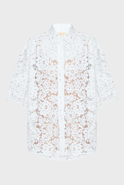 Жіноча біла блуза STUDDED FLORAL LACE SHIRT Michael Kors S MS540SXGTA - Фото 7 Жіноча біла блуза STUDDED FLORAL LACE SHIRT Michael Kors S MS540SXGTA - изображение 7