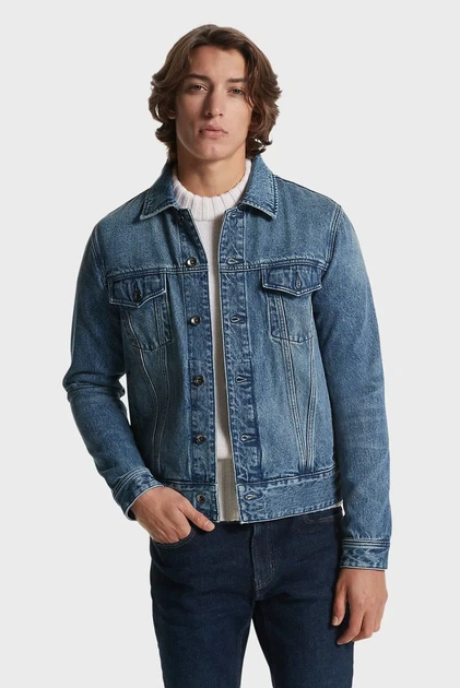 Чоловіча синя джинсова куртка DENIM TRUCKER Michael Kors S CR4206KFAU - Фото 1 Чоловіча синя джинсова куртка DENIM TRUCKER Michael Kors S CR4206KFAU - изображение 1