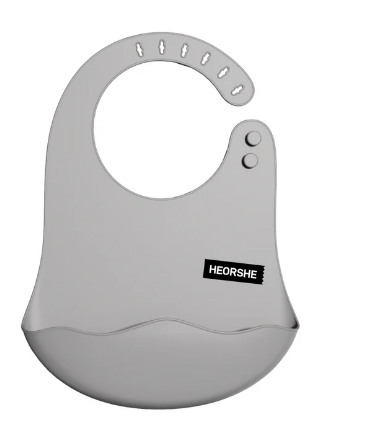 Нагрудник силіконовий Heorshe grey (Сірий) - зображення 2