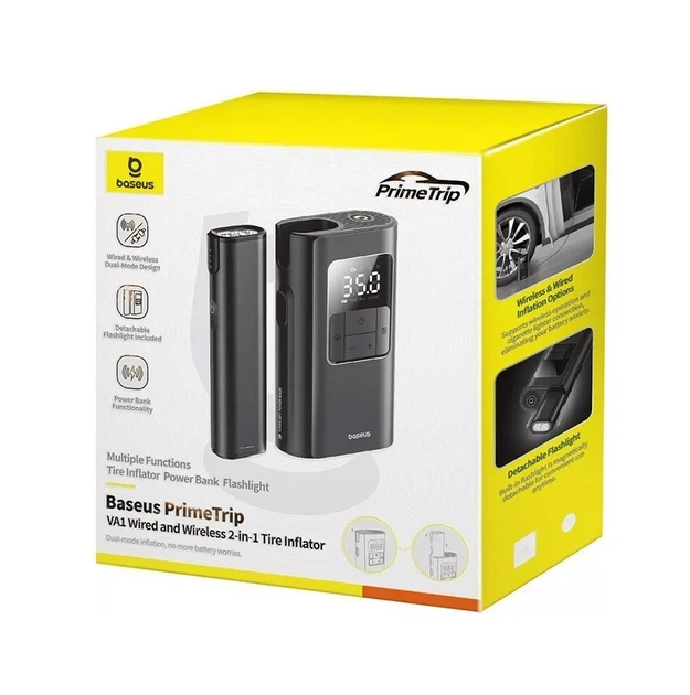 Автомобильный насос Baseus PrimeTrip VA1 Wired Wireless 2-in-1 Tire Inflator C11169001121-00 Black - изображение 2