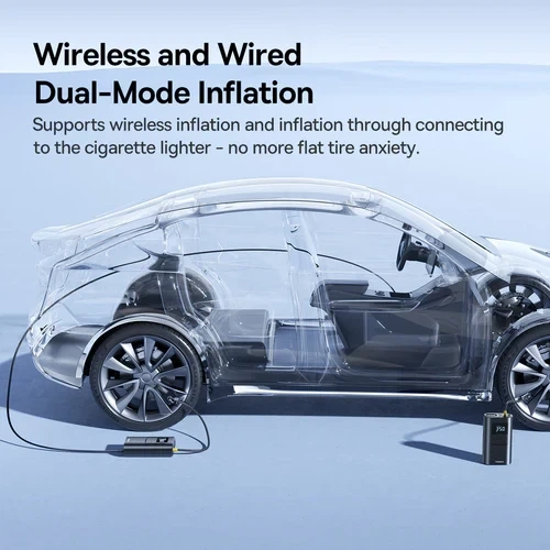 Автомобильный насос Baseus PrimeTrip VA1 Wired Wireless 2-in-1 Tire Inflator C11169001121-00 Black - изображение 8