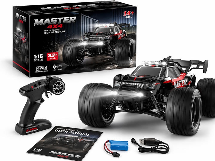 Радиоуправляемый внедорожник MASTER 4x4 (1:16, 33 км/ч, LED подсветка) - Фото 2 Радиоуправляемый внедорожник MASTER 4x4 (1:16, 33 км/ч, LED подсветка) - изображение 2