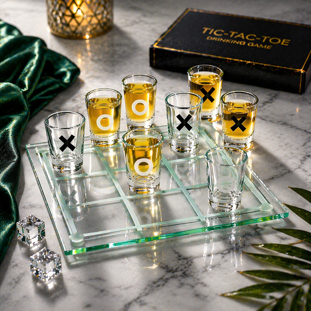 Алко гра «Хрестики-нулики» Tic Tac Toe зі стопками 30 мл (22×22 см) - Фото 2 Алко гра «Хрестики-нулики» Tic Tac Toe зі стопками 30 мл (22×22 см) - зображення 2