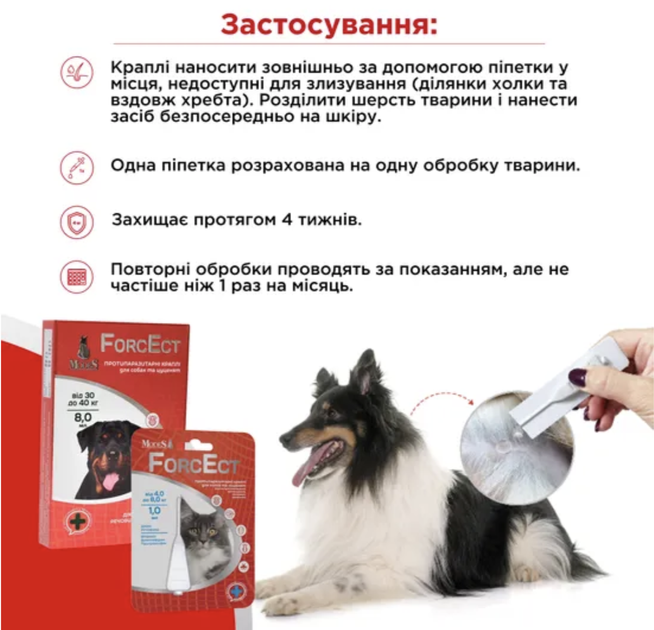 Противоразитарные капли для собак и щенков ForcEct от 10 кг до 20 кг, 4 мл* 3 шт - изображение 2
