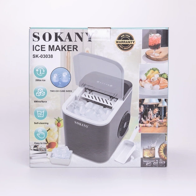 Льдогенератор Sokany SK-03038 Silver настольный бытовой 112 Вт (107-80-SK-03038) - изображение 7