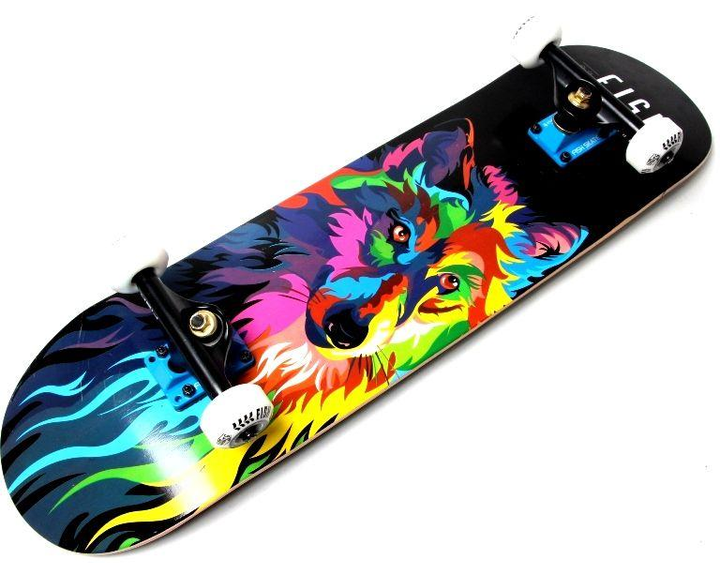 Скейтборд Fish Skateboards “Wolf” — деревянная дека 7 слоев канадского клёна, подшипники ABEC-7 - изображение 2