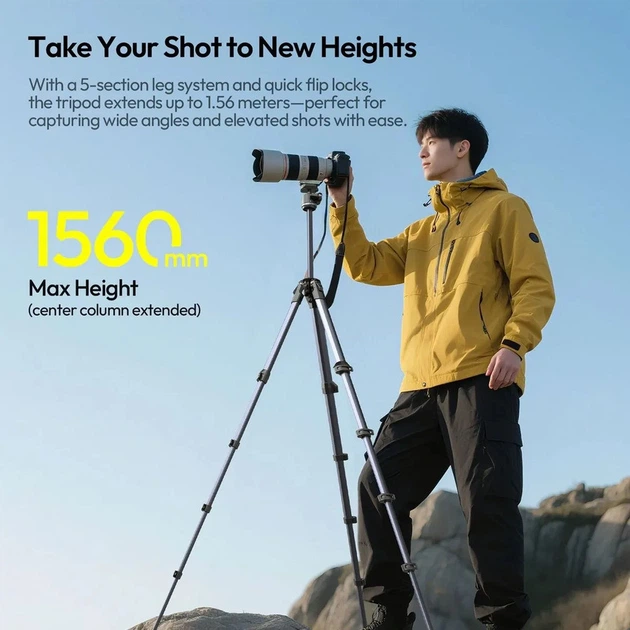 Штатив Ulanzi OMBRA II YING Tripod (38-156cm) Black - изображение 8
