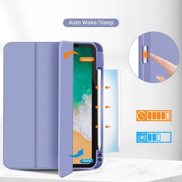 Чехол CoverSoft iPad 11 (10.9) А16, 2024 with Apple Pencil Holder, Purple - изображение 4