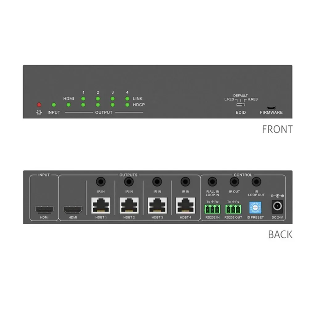 HDMI спліттер 1x4 HDBaseT, 4K, PoC PURELINK PT-SP-HD14BT - зображення 2