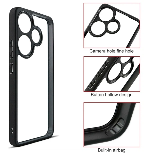 Чехол противоударный TPU+PC для Xiaomi Poco F6 5G Turbo 3 черный с максимальной защитой - изображение 6