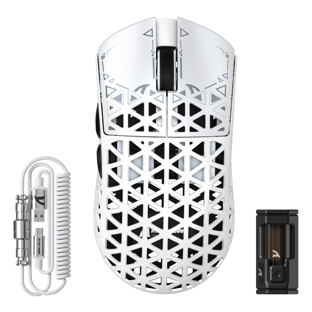 Мышь ATTACK SHARK R5 Ultra Wireless/Bluetooth/USB White (AS-6972792470924-W) - Фото 3 Мышь ATTACK SHARK R5 Ultra Wireless/Bluetooth/USB White (AS-6972792470924-W) - изображение 3