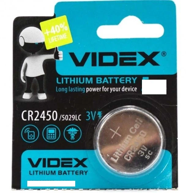 Батарейка литиевая Videx CR2450 3V 1шт (26) - Фото 2 Батарейка литиевая Videx CR2450 3V 1шт (26) - изображение 2