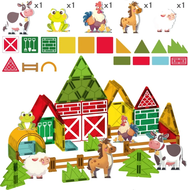 Klocki magnetyczne Woopie Farma 30 elementów 55846 (5906280655846) - obraz 3