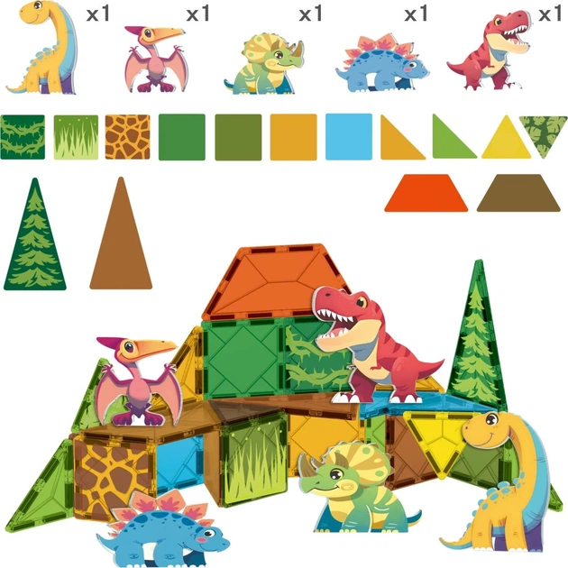 Klocki magnetyczne Woopie Dino 30 elementów 558390 (5906280655839) - obraz 2