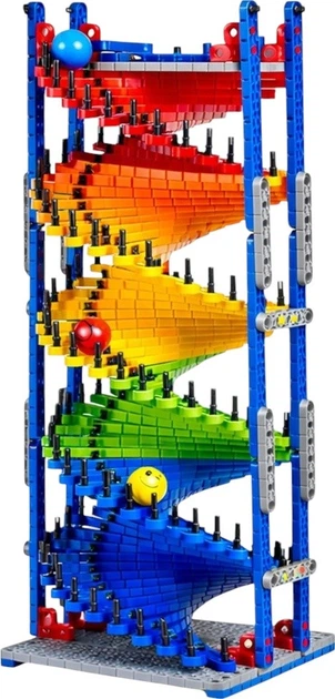 Klocki konstrukcyjne LeanToys tor wieża zjeżdżalnia dla kulek 550 elementów 763717 (5905991088028) - obraz 2