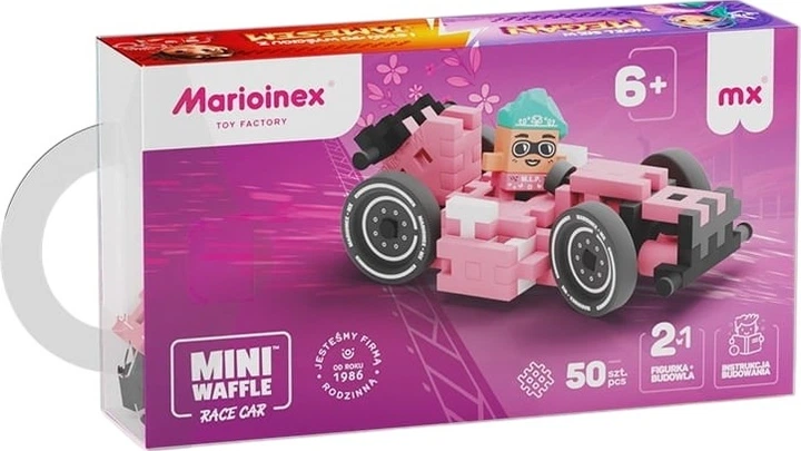 Klocki konstrukcyjne Marioinex Mini Waffle Cars: Race Car i Megan 50 elementów Różowy 645662 (5903033906262) - obraz 3