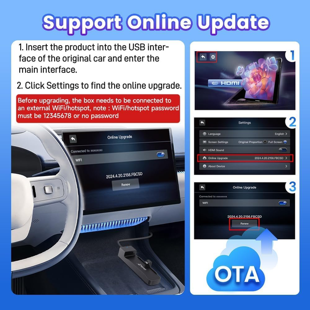 Carlinkit Car TV Mate HDMI адаптер для авто с CarPlay, 1080p, Wi-Fi, Netflix/Yoube, под Fire TV Stick - изображение 4