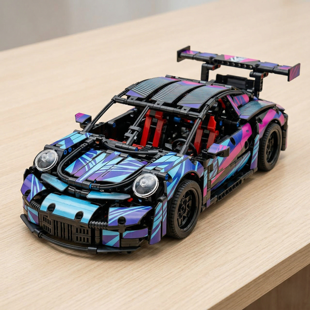 Радіокерований конструктор Porsche 911 Cyber Racing на пульті та APP керуванні 1306+ деталей масштаб 1:12 з підсвіткою - зображення 3