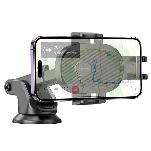 Автомобільний тримач BOROFONE BH93 Grand one-button car holder (center console) Black - изображение 5