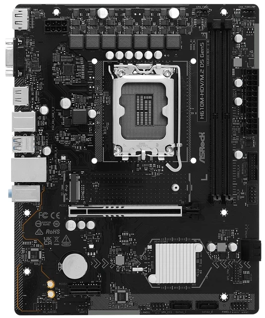 Материнська плата ASRock H610M-HDV/M.2 D5 GEN5 (s1700, Intel H610, PCI-Ex16) - зображення 2