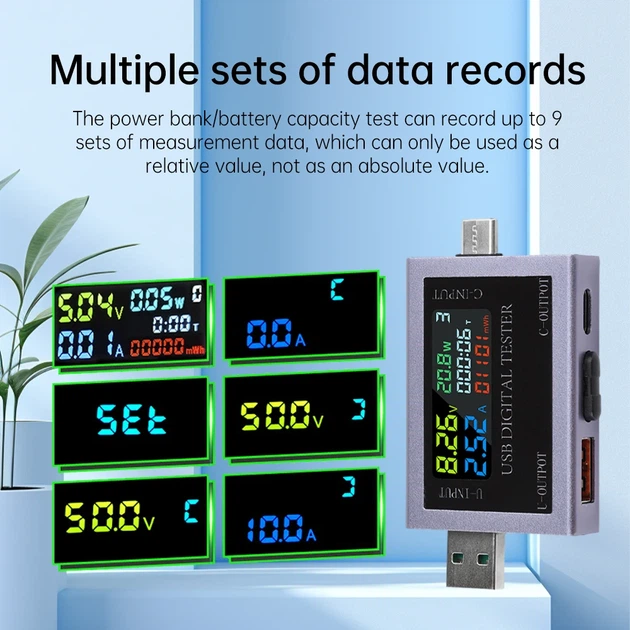 Вольтметр-амперметр USB + Type-C тестер заряджання телефону - изображение 3