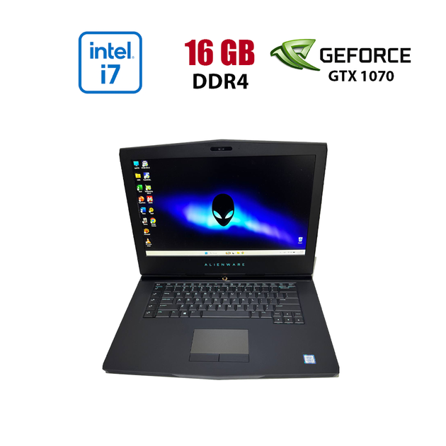 Ігровий ноутбук Dell Alienware 15 R3 / 15.6" (1920x1080) IPS / Intel Core i7-7700HQ (4 (8) ядра по 2.8 - 3.8 GHz) / 16 GB DDR4 / 256 GB SSD + 1000 GB HDD / nVidia GeForce GTX 1070, 8 GB GDDR5, 256-bit / WebCam б/в - Фото 1 Ігровий ноутбук Dell Alienware 15 R3 / 15.6" (1920x1080) IPS / Intel Core i7-7700HQ (4 (8) ядра по 2.8 - 3.8 GHz) / 16 GB DDR4 / 256 GB SSD + 1000 GB HDD / nVidia GeForce GTX 1070, 8 GB GDDR5, 256-bit / WebCam б/в - зображення 1