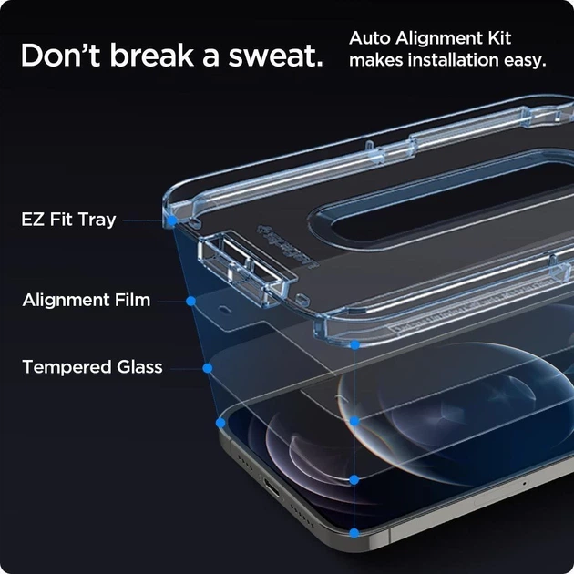 Защитное стекло Spigen для iPhone 12 | 12 Pro Glas.tR EZ Fit (2 Pack) (AGL01801) - изображение 4