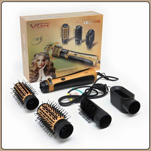 Фен-щетка VGR V-495 4в1 с ионизацией и вращением фен-расческа
