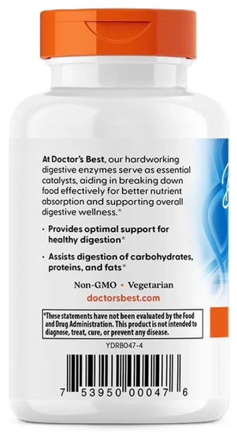 Kompleks enzymów trawiennych Doctor's Best Digestive Enzymes 90 kapsułek (753950000476) - obraz 3