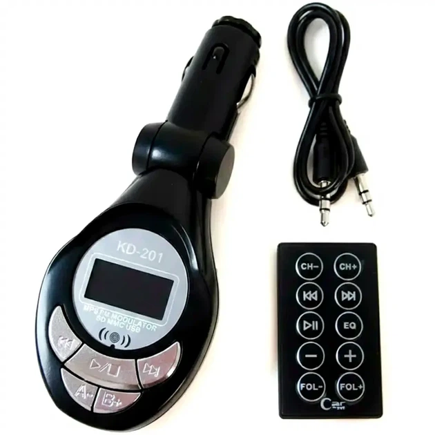 FM трансмітер з пультом MP3 плеєр USB SD TF MMC 12 В KD201 для автомобіля - зображення 3
