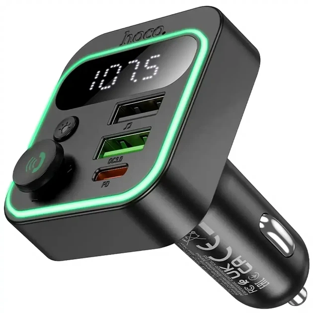 Автомобільний зарядний пристрій 38W з Bluetooth 5.4 та FM трансмітером HOCO E85 чорний - зображення 5