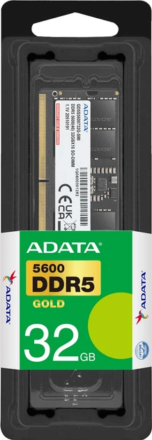 Оперативна пам'ять ADATA SODIMM DDR5-5600 32768MB PC5-44800 GOLD (GD5S5600732G-SMI) - зображення 2