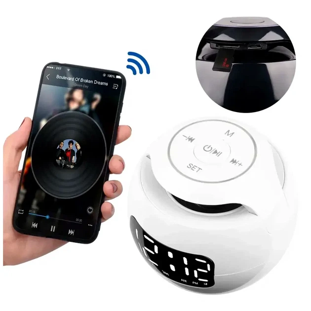 Бездротова Bluetooth колонка з годинником 5 Вт 120х120 мм micro USB біла Kimiso KMS-K12 - Фото 3 Бездротова Bluetooth колонка з годинником 5 Вт 120х120 мм micro USB біла Kimiso KMS-K12 - зображення 3