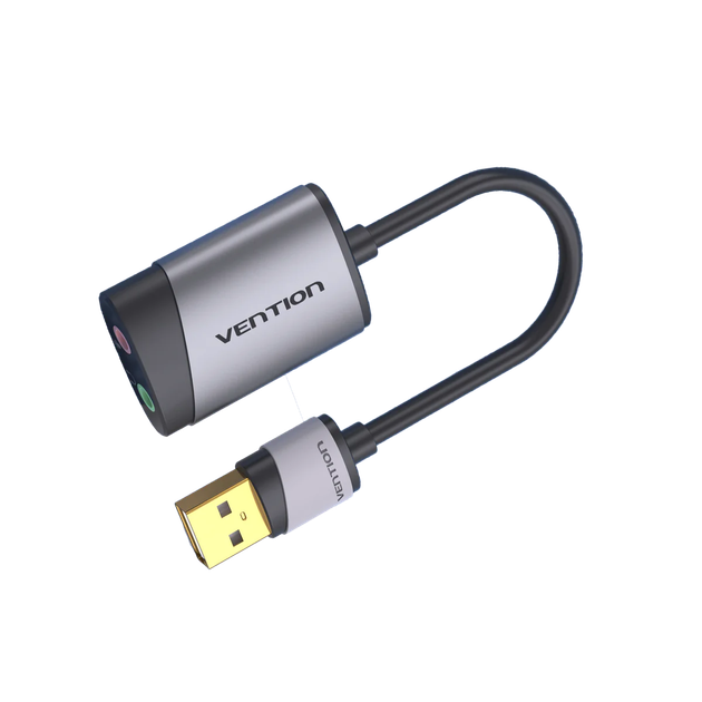 Адаптер Vention USB External Sound Card 0.15M Gray Metal Type (CDKHB) - изображение 2