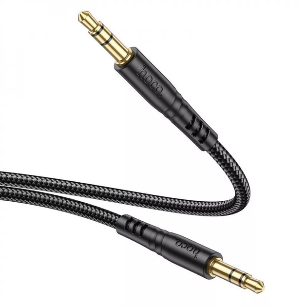 Аудіокабель HOCO UPA24 3.5mm male to 3.5mm male, nylon braid, 1m, Black - изображение 4