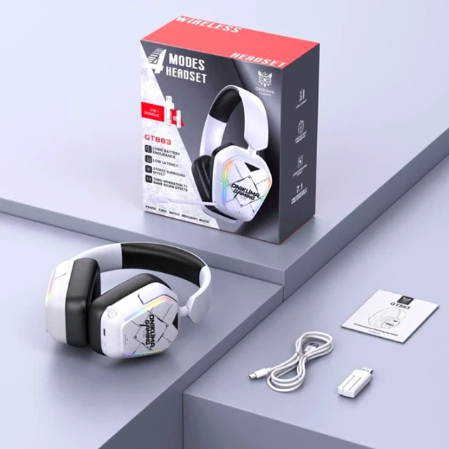 Навушники Onikuma GT883 7.1 об'ємний звук 40 мм Bluetooth 5.4 білі - Фото 4 Навушники Onikuma GT883 7.1 об'ємний звук 40 мм Bluetooth 5.4 білі - зображення 4
