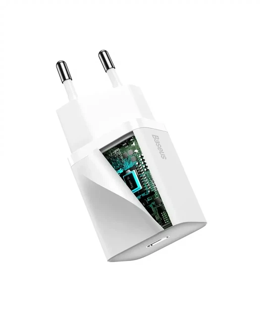Зарядний пристрій Baseus Super Si 20Вт Type-C білий для смартфонів і планшетів з кабелем Type-C на Lightning - Фото 6 Зарядний пристрій Baseus Super Si 20Вт Type-C білий для смартфонів і планшетів з кабелем Type-C на Lightning - зображення 6
