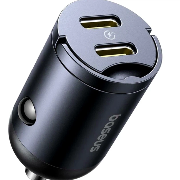 Автомобільний зарядний пристрій Baseus Tiny Star Mini 30W 2 USB чорний USB Type-C для швидкого заряджання - Фото 2 Автомобільний зарядний пристрій Baseus Tiny Star Mini 30W 2 USB чорний USB Type-C для швидкого заряджання - зображення 2