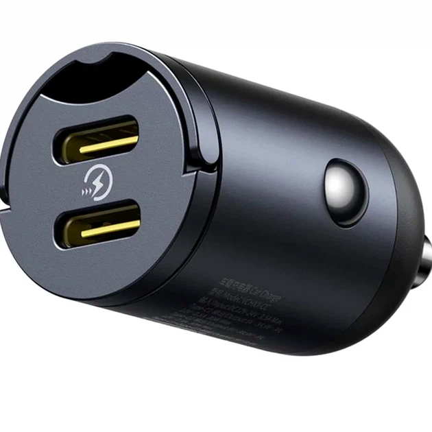 Автомобільний зарядний пристрій Baseus Tiny Star Mini 30W 2 USB чорний USB Type-C для швидкого заряджання - Фото 4 Автомобільний зарядний пристрій Baseus Tiny Star Mini 30W 2 USB чорний USB Type-C для швидкого заряджання - зображення 4