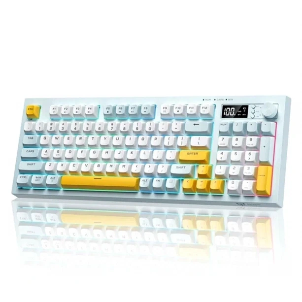 Клавіатура Onikuma G80 2.4G Bluetooth 94 клавіші RGB-підсвічування акумулятор 2000 мАч блакитна - Фото 7 Клавіатура Onikuma G80 2.4G Bluetooth 94 клавіші RGB-підсвічування акумулятор 2000 мАч блакитна - зображення 7